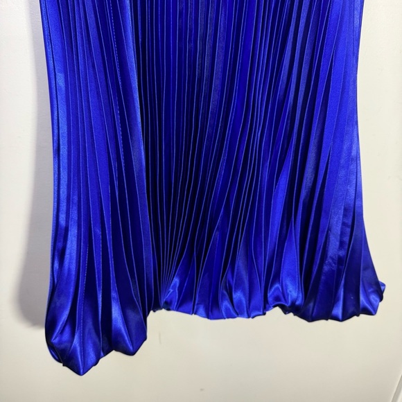 Jessica Mcclintock for Gunne Sax Blue Pleated Bubble Mini Dress Size 5 - Picture 6 of 10